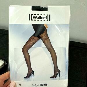 Wolford Black Pattern Tights Size S NWT